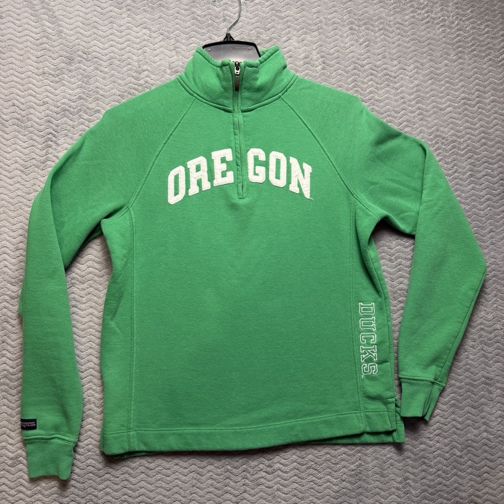 Jansport Oregon Ducks 1/4 Zip Sweatshirt Green University of Oregon Small